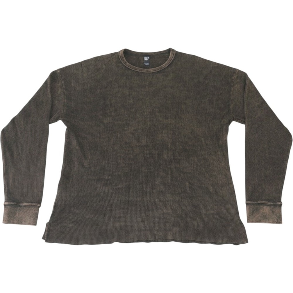 NSF Thermal Long Sleeve Shirt Mens XL Dark Brown Waffle Knit Cotton Made in USA